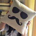 Mr. Moustache Print Decorative Pillow