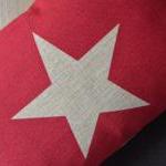 Star Print Decorative Pillow(red）