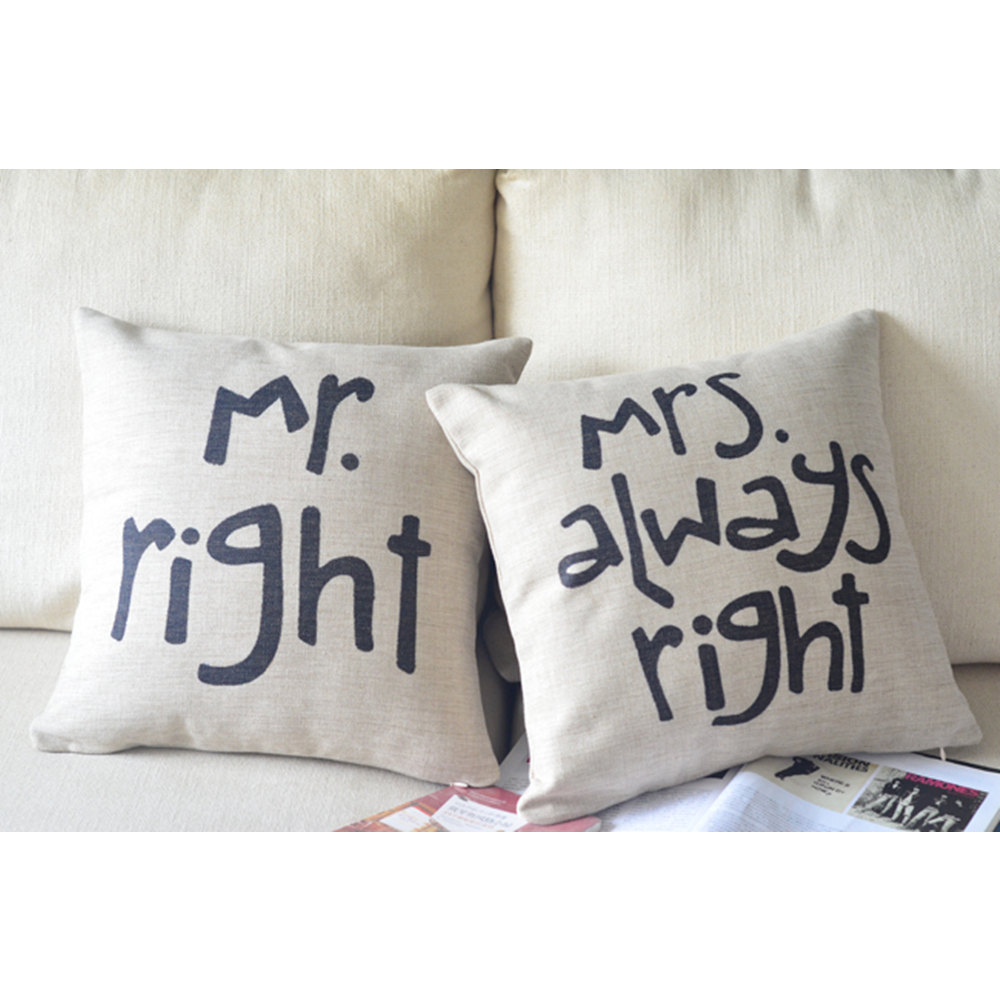 Mr Right Mrs Always Print Decorative Pillow