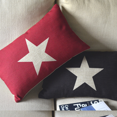 Star Print Decorative Pillow(red）